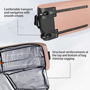 Чохол для сноуборда на колесах, водонепроникний, 600D, для подорожей літаком, вміщує 2 пари лиж (175см), рожевий