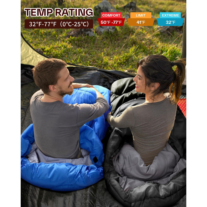 Спальний мішок Sportneer Outdoor 3-4 сезони для дорослих, 200x85см, чорний