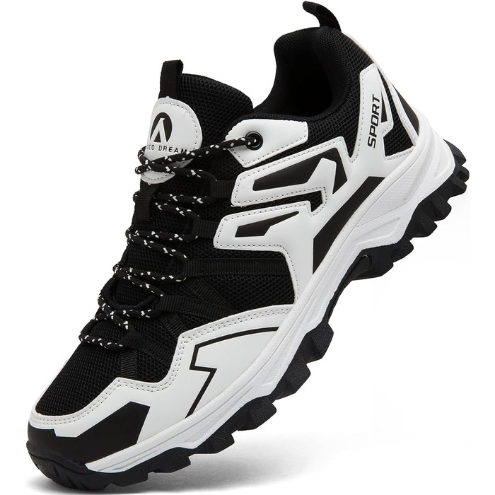 Чоловічі туристичні черевики для трекінгу та хайкінгу. Легкі Outdoor черевики для кемпінгу та трейлраннінгу (42 EU, Чорний/Білий)