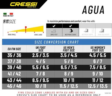 Ласти для плавання Cressi Agua, розмір 43/44, сині, для чоловіків та жінок