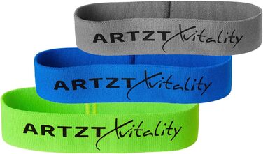 Тканинна фітнес-стрічка ARTZT vitality Theraband Loop Band, набір 3 шт, 30 см, для тренування рук, ніг, сідниць та пресу, 3 рівні опору, Німеччина