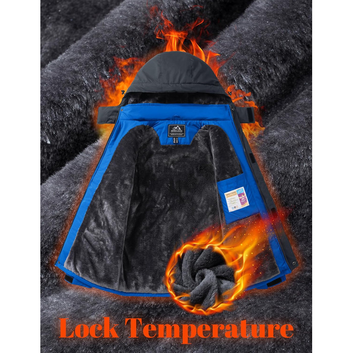 MAGCOMSEN Куртка зимова чоловіча тепла з підкладкою, водонепроникна, для катання на сноуборді, для активного відпочинку, робоча куртка з капюшоном, блакитна L