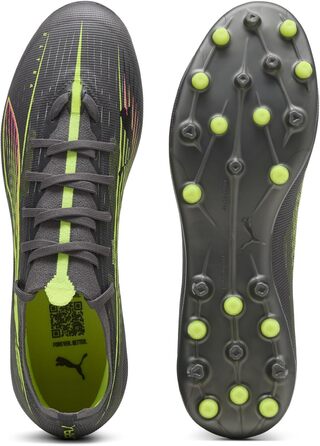 Кросівки футбольні PUMA Ultra 5 Match Mg, 41 EU, Матовий Сріблястий, Жовтий, для унісекс