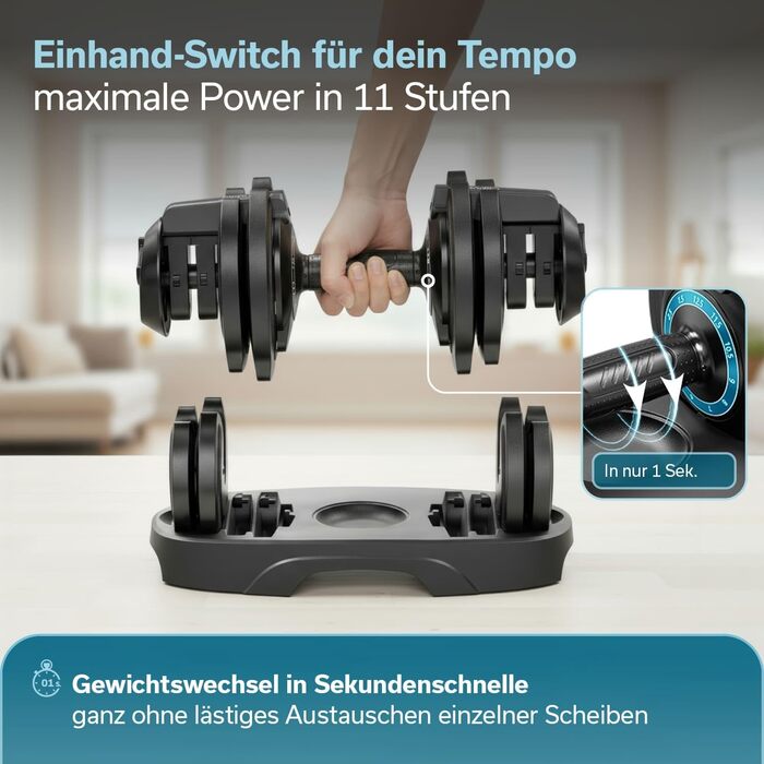 Набір гантелей Skandika Hanteln Paino: регульовані гантелі 1.5-24 кг, штанга, гиря, диски. Для дому та спортзалу. Набір 2x1.5-12.5 кг