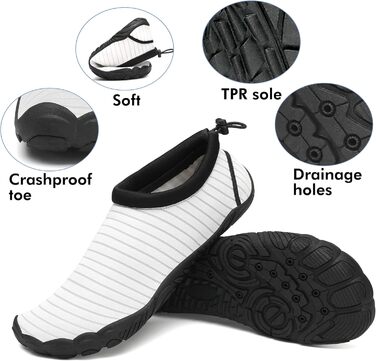 Чоловічі та жіночі аквашузи Mishansha для плавання та відпочинку на пляжі, чорні (46 EU, білі)