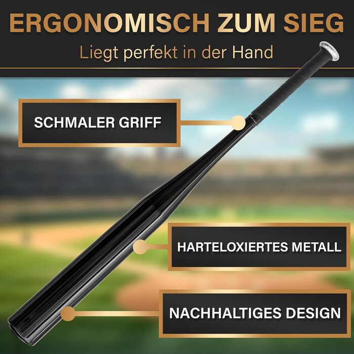 Бейсбольна бита Heldenwerk з дерева або алюмінію - Нековзне руків'я - Міцна конструкція, 31 дюйм, чорний (алюміній)