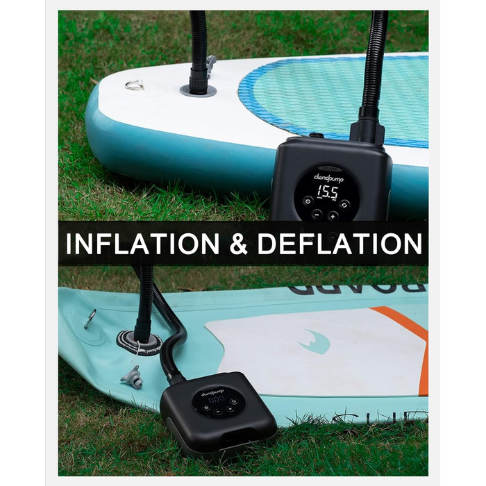Електрична SUP-насос dwndpump HOBO PRO: акумулятор 4000 mAh, 20 PSI, для SUP, каяків, матраців, 12V автоживлення, сірий