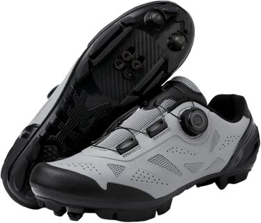 Велотуфлі MTB SPD для гірського велосипеда, чоловічі/жіночі, розмір EU 36-47, з поворотним ремінним затискачем, з болтами та шипами, дихаючі, сірого кольору, розмір EU 45