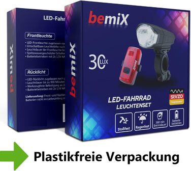 Набір велосипедних ліхтарів BemiX StVZO, LED, водонепроникні, з швидкою фіксацією