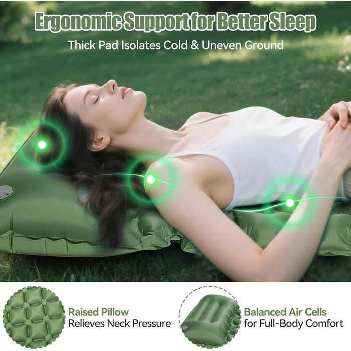 Isomatte самонадувна туристична, килимок для кемпінгу Ultraleicht з помпою та подушкою, водонепроникний, для відпочинку на природі