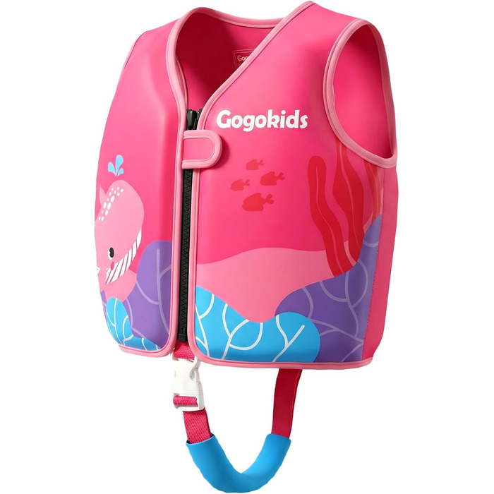 Дитячий жилет для плавання Gogokids 15-30 кг, для навчання плаванню, рожево-червоний, 5-8 років