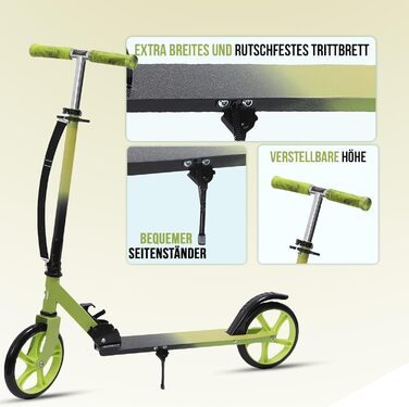 Дитячий алюмінієвий самокат Habib Gruppe Cityroller, складаний, сертифікований TÜV Süd, регульований по висоті, 200 мм колеса, для дітей і підлітків від 10 років
