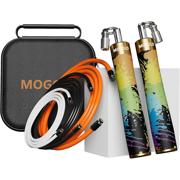 Скакалка для фітнесу Profi Gewichtsspringseil – регульована скакалка з 3 тросами (1/5LB, 1/4LB, 1/2LB), з ручками з шкіри та збільшенням ваги для спалювання жиру, для домашнього фітнесу, боксу T64 Graffiti