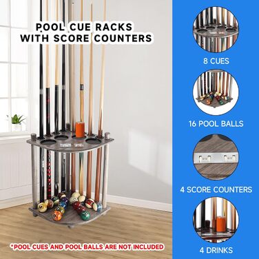 Стійка для більярдних київ GSE Games & Sports Expert Nur - 8 київ + аксесуари (сірий, щіткований)