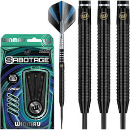 Дротики WINMAU Sabotage Onyx 22-26 г, професійні, вольфрамові, сталевий наконечник, з оперенням і стрижнями