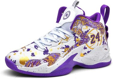 Чоловічі баскетбольні кросівки для гри та тренувань. Зручні, легкі, дихаючі. Високий верх, амортизація. Розмір 40 EU, білий/фіолетовий колір. Модель 692