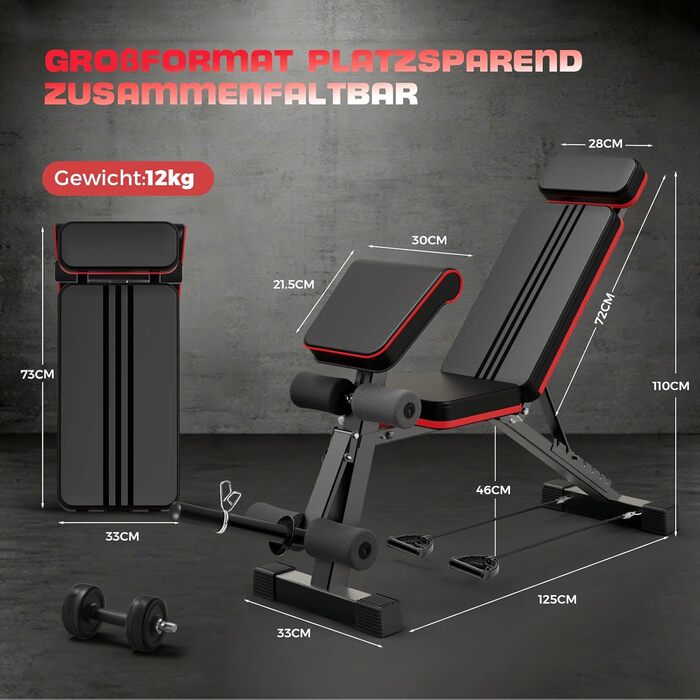 Складана лавка для тренажерів з регулюванням, 8-в-1, 400 кг, для дому, силові тренування, римський стул