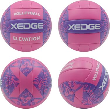 Волейбольний м'яч XEDGE, розмір 5, офіційний для тренувань в залі/на вулиці, пляж, трава, майданчик. Рожевий/фіолетовий