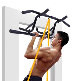 Климмер для дверного отвору без свердління, стабільний турнік для підтягувань та віджимань, з ременем для підтягувань, чорний, професійний, до 90 см