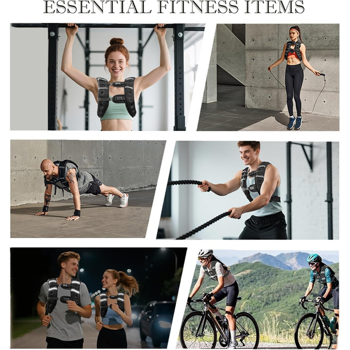 Утяжелитель для фітнесу чоловічий та жіночий з світловідбиваючими смугами 7.3 кг (16lb) для бігу, тренувань, нарощування м'язів, регульований розмір