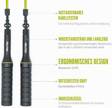 Обважжене скакалка Velites Earth 2.0 для кросфіту, боксу та фітнесу, чорна — для максимального м'язового навантаження