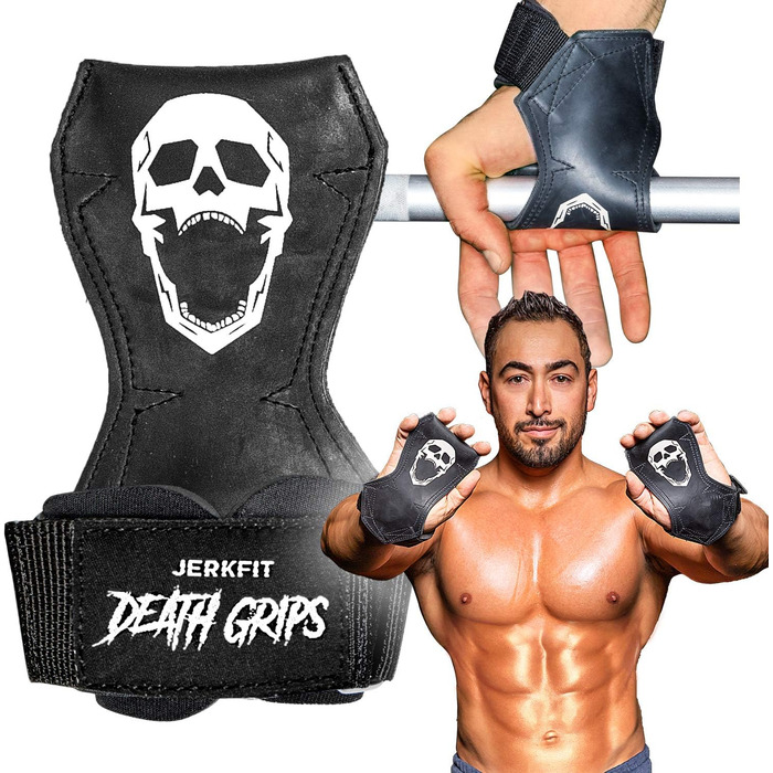 JerkFit Death Grips – ультра преміум лямки для тяги, підтягувань і важкої атлетики, з м'якою підкладкою, захистом долоні та посиленим хватом