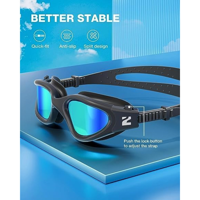 Окуляри для плавання ZIONOR G1 SE Anti-Fog для дорослих, чоловіків та жінок, чорно-золоті