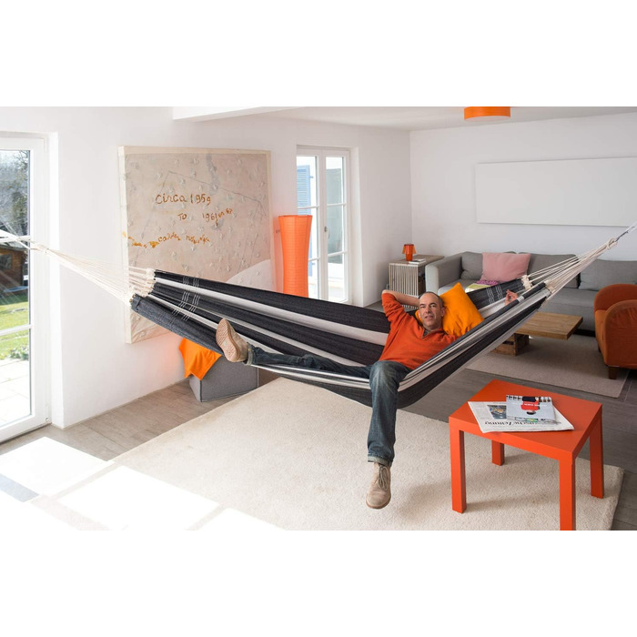 Гамак AMAZONAS Paradiso XXL Комфортний ручної роботи з Бразилії, 250х175 см, до 200 кг, колір Лава (Срібло)