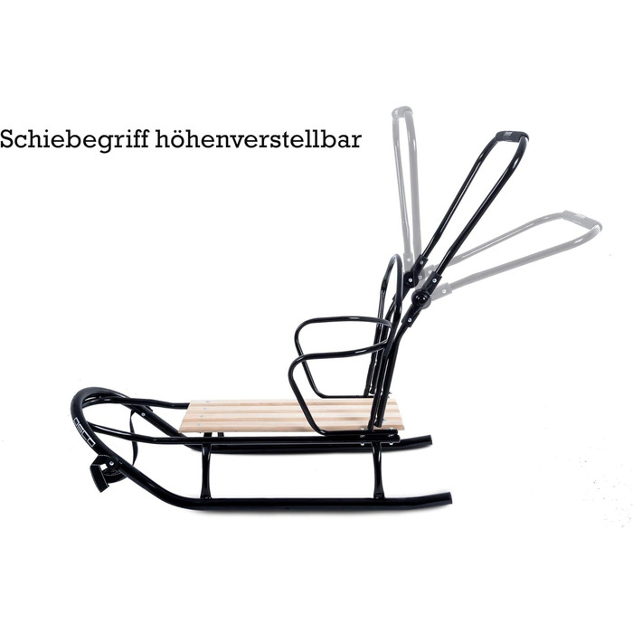 Металевий санний Oslo з підніжкою, ременями безпеки, ручкою для штовхання та мішком для ніг. Ідеальний для дітей та дорослих. Максимальне навантаження 120 кг. Колір: сірий