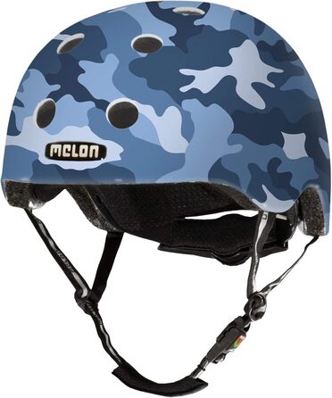 Велосипедний шолом Melon Urban Active In-Mold Fidlock для MTB, BMX, скейтборду, напіввідкритий, камуфляж синій матовий, розмір M-L