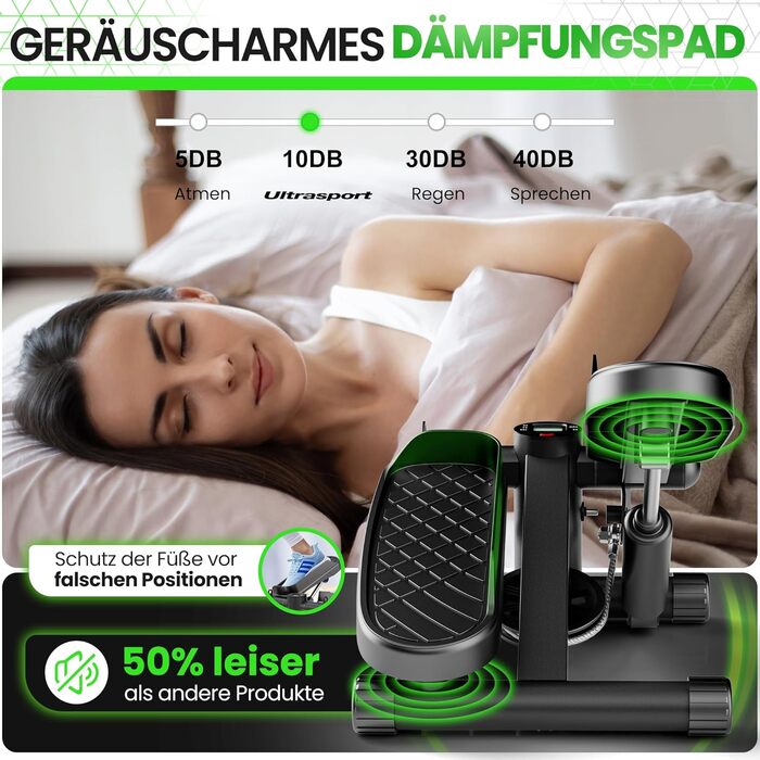 Ultrasport Swing Stepper: міні-степер 2-в-1 з мотузками та LCD-дисплеєм, тихий, з регулюванням навантаження