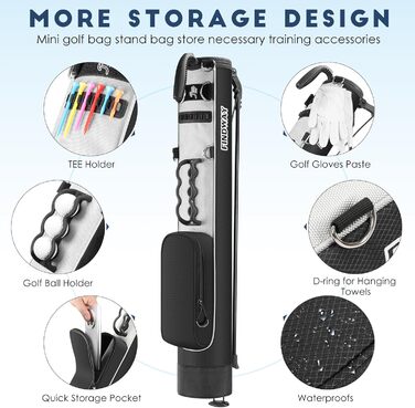 Сумка для гольфу Findway: стійка, легка, для тренувань та гри, 80 см, A1-BK
