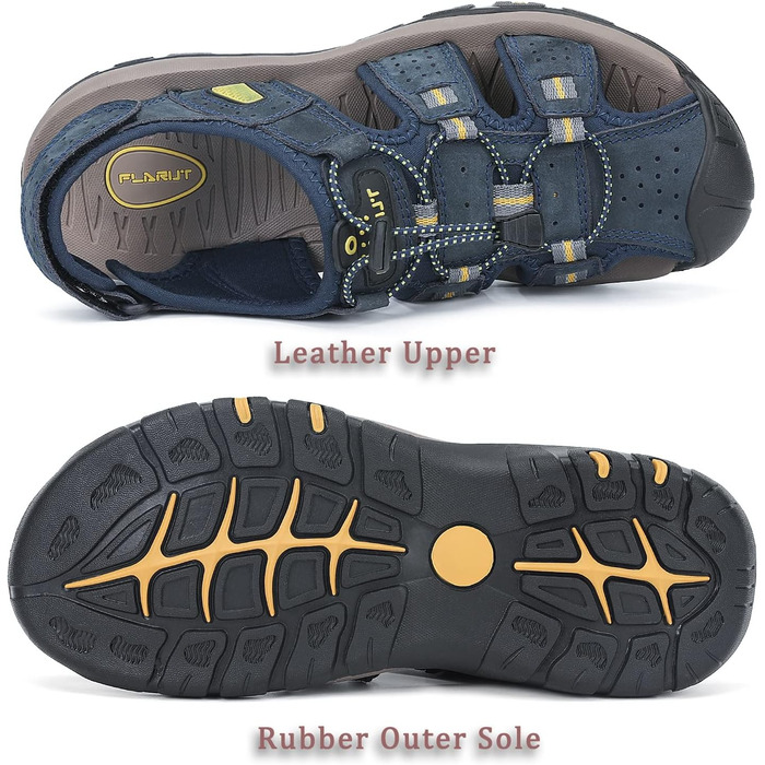 Чоловічі сандалі FLARUT для туризму та відпочинку на природі, шкіряні трекінгові сандалі, сині, 42 EU