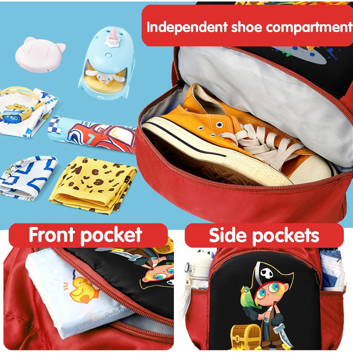 Дитяча спортивна сумка YOUYIKE, водонепроникний рюкзак з відділенням для мокрого одягу, сумка для занять спортом, Gym Bag для дівчаток та хлопчиків, зелений (червоний)