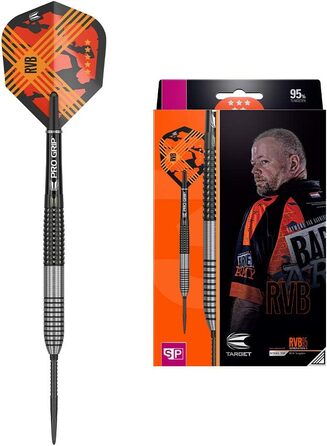 Дротики для дартсу Target RVB 95 3 Gen, 95% вольфраму, Swiss Point, 25 г, стіл, Raymond van Barneveld