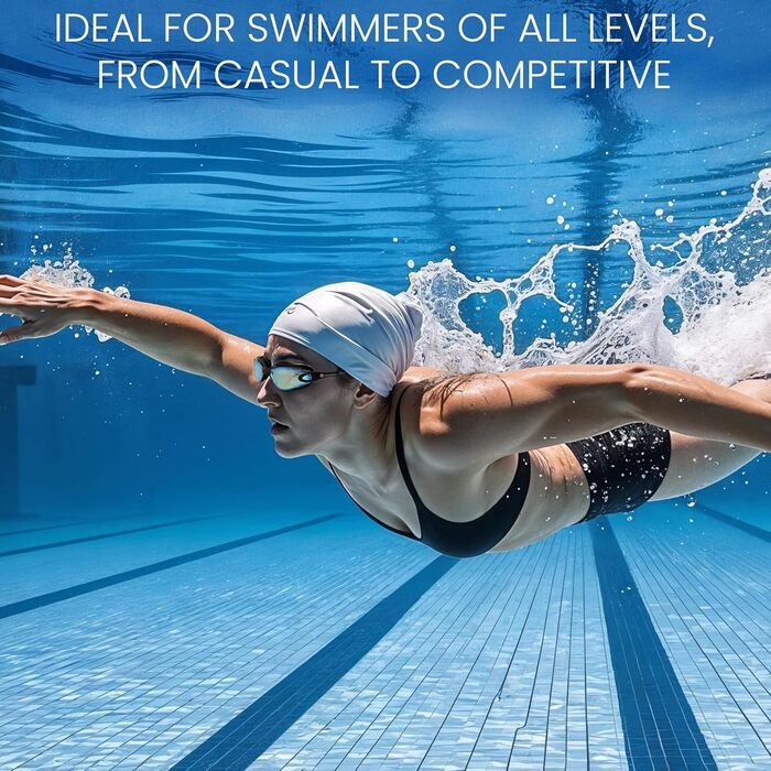 Окуляри для плавання з UV-захистом та антизапарюючим покриттям для дорослих, з чохлом. Не протікають, регульовані силіконові ремінці. Окуляри для плавання для жінок, чоловіків, підлітків