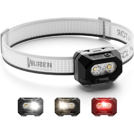 WUBEN H4 - LED налобний ліхтар, 800 люмен, IP68, 10 режимів, червоне світло, для кемпінгу, риболовлі та піших прогулянок, чорний