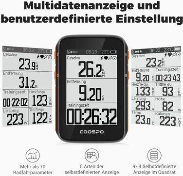 Велокомп'ютер COOSPO BC200 з GPS, Bluetooth 5.0, ANT+, бездротовий, з LCD-екраном 2.4'', автоматичним підсвічуванням, водонепроникний IP67, велоспідометр і одометр для велосипеда