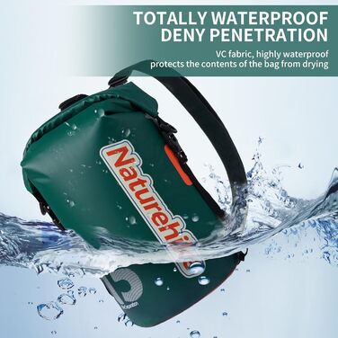 Водонепроникний рюкзак Naturehike Dry Bag 15L – Сумка-мішок для каякінгу, човнів, риболовлі, рафтингу, плавання, сноубордингу (Зелений)
