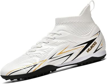 Черевики для футболу чоловічі та дитячі з високим верхом, бутси для занять футболом, залу, тренувань (білий, 41 EU)