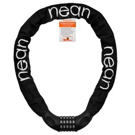 Замок для велосипеда Nean з кодом та високим рівнем безпеки, ланцюговий замок, код-комбінація, посилені сталеві ланки, 6 мм x 900 мм, чорний