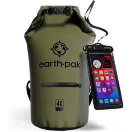 Водонепроникний мішок Earth Pak Dry Bag 40L – мішок-рюкзак з водонепроникним відділенням для телефону, плечовим ременем, для каякінгу, кемпінгу, риболовлі, водних видів спорту