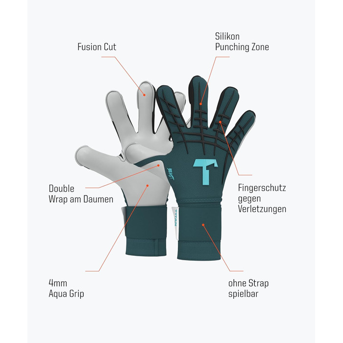 Воротарські рукавички T1TAN Profi Beast 3.0 Petrol: Розміри 6-11, для дорослих та підлітків
