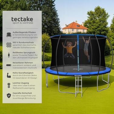 Трамплін Tectake® для саду Ø 305 см з захисним сіткою: ігри та спорт для дітей