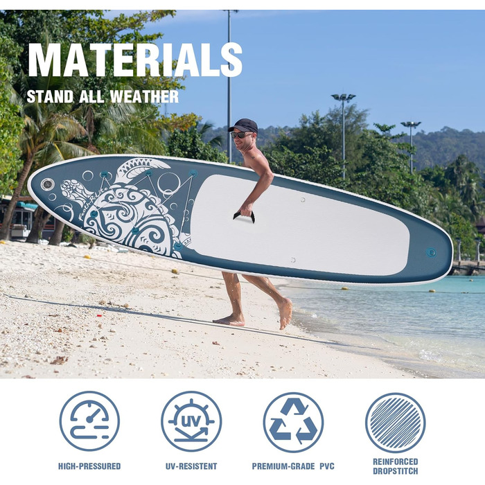 Надувний SUP-борд FEATH-R-LITE Stand Up Paddling Board: стабільний дизайн, преміум аксесуари (сірий)
