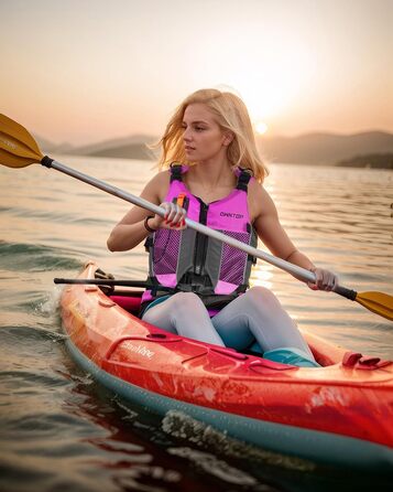 Рятувальний жилет Owntop для дорослих та юнаків з пискликом та рюкзаком для води, сітчастими кишенями, регульований, легкий, унісекс, для SUP, каякінгу, риболовлі, всіх водних видів спорту, рожевий, XS/S (40-60 кг)