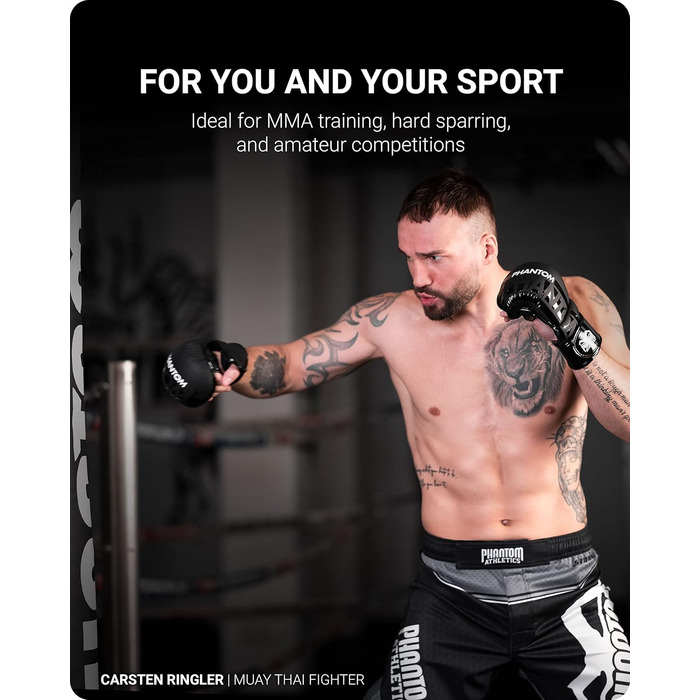 Рукавички боксерські Phantom Apex MMA | Професійні рукавички для спарингу, бою, боксу, фріфайту, чорні S/M