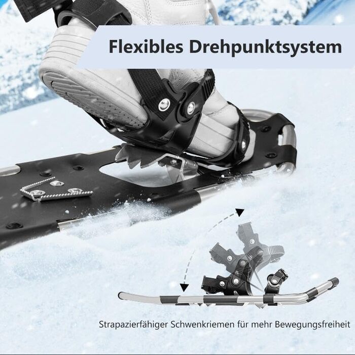 Снігоступи GYMAX легкі алюмінієві, комплект з регульованими трекінговими палками та сумкою, обладнання для гірського туризму, ходьби снігом для чоловіків, жінок, підлітків, 30 дюймів + сріблястого кольору