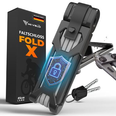 Замок для велосипеда MIVELO, складний, висока безпека, 85 см, з ключем та кріпленням. Підходить для електровелосипеда, MTB та шосе