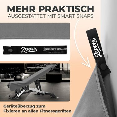 Рушник для фітнесу Zepphi 120x50 см + 80x30 см | Мікрофібра, кишеня на блискавці | Для спортзалу та тренувань | Швидковисихаючий, компактний | Темно-сірий